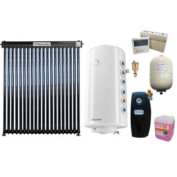 Pachet premium sistem solar presurizat, panou Fornello 20 Tuburi Heat Pipe, Boiler cu 2 serpentine Fornello Optima GCV7/4S 150 l, controller, vas expansiune, grup pompare, aerisitor 1/2, antigel