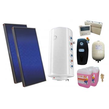 Pachet sistem solar presurizat, 2 x panou Sunsystem PК SL FP 2.0, Boiler 2 serpentine 150 litri, controller, vas expansiune, grup pompare, aerisitor 1/2, antigel