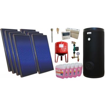 Pachet sistem solar presurizat, 8 panouri solare plane Sunsystem PК SL FP 2.0, Boiler cu 2 serpentine Fornello SOL 800 LT 2S, controller, vas expansiune, grup pompare, aerisitor 1/2, antigel