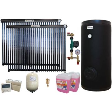 Pachet sistem solar presurizat, Fornello 60 Tuburi Heat Pipe, Boiler de sol 2 serpentine Fornello 500 LT 2S, controller, vas expansiune, grup pompare, aerisitor 1/2, antigel