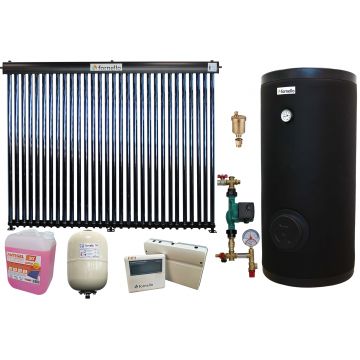 Pachet sistem solar presurizat, panou Fornello 30 Tuburi Heat Pipe, Boiler de SOL cu 2 serpentine Fornello 300 LT 2S, controller, vas expansiune, grup pompare, aerisitor 1/2, antigel