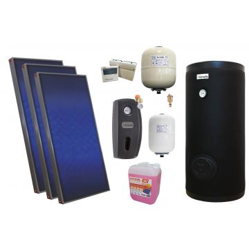 Pachet solar premium, presurizat, 3x panou plan Sunsystem PК SL FP 2.0, Boiler cu 2 serpentine Fornello SOL 200 LT 2S, controller, vas expansiune solar, vas expansiune sanitar, grup pompare Fornello (pompa OHI), aerisitor 1/2, antigel