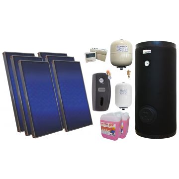 Pachet solar premium, presurizat, 6x panou plan Sunsystem PК SL FP 2.0, Boiler cu 2 serpentine Fornello SOL 500 LT 2S, controller, vas expansiune solar, vas expansiune sanitar, grup pompare Fornello (pompa OHI), aerisitor 1/2, antigel