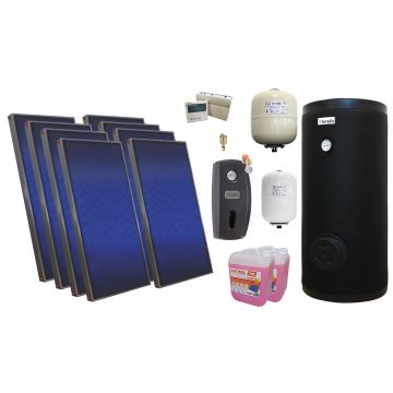 Pachet solar premium, presurizat, 8x panou plan Sunsystem PК SL FP 2.0, Boiler cu 2 serpentine Fornello SOL 800 LT 2S, controller, vas expansiune solar, vas expansiune sanitar, grup pompare Fornello (pompa OHI), aerisitor 1/2, antigel