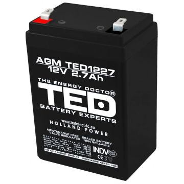 Acumulator AGM VRLA 12V 2,7A dimensiuni 70mm x 47mm x h 98mm F1 TED Battery Expert Holland TED003119 (20)