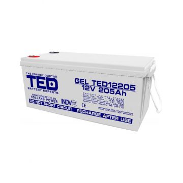 Acumulator VRLA 12V 205A GEL Deep Cycle 525mm x 243mm x h 220mm M8 TED Battery Expert Holland TED003522 (1)