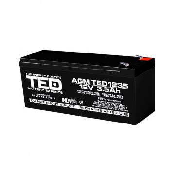 Acumulator AGM VRLA 12V 3,5A dimensiuni 134mm x 67mm x h 60mm F1 TED Battery Expert Holland TED003133 (10)