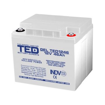 Acumulator AGM VRLA 12V 46A GEL Deep Cycle 197mm x 166mm x h 171mm M6 TED Battery Expert Holland TED003454 (1)