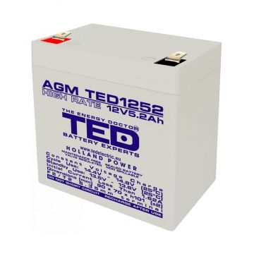 Acumulator AGM VRLA 12V 5,2A High Rate 90mm x 70mm x h 98mm F2 TED Battery Expert Holland TED003287 (10)