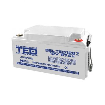 Acumulator AGM VRLA 12V 67A GEL Deep Cycle 350mm x 166mm x h 176mm M6 TED Battery Expert Holland TED003461 (1)