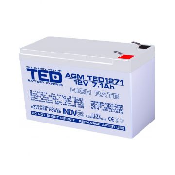 Acumulator AGM VRLA 12V 7,1A High Rate 151mm x 65mm x h 95mm F2 TED Battery Expert Holland TED003300 (5)