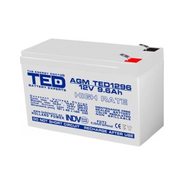 Acumulator AGM VRLA 12V 9,6A High Rate 151mm x 65mm x h 95mm F2 TED Battery Expert Holland TED003324 (5)