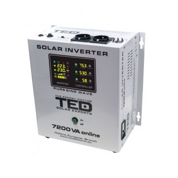 Invertor solar de la 48V la 230V 7200VA/5000W MPPT unda sinusoidala TED000316