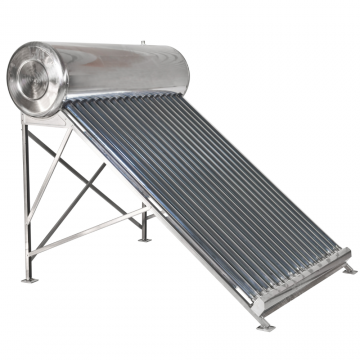 Panou solar nepresurizat, boiler inox, 122L, 15 tuburi, regulator