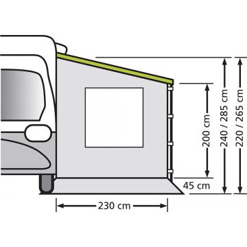 Perete lateral universal pentru rulote cu extensie de 250 cm si fereastra