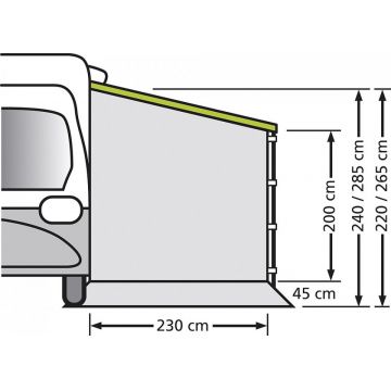 Perete lateral universal pentru rulote cu o extensie de 250 cm, fara fereastra