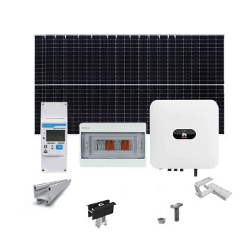 Sistem fotovoltaic 5 kW, invertor monofazat Hibrid WiFi si 12 panouri Canadian Solar, 120 celule, 460 W, montare pe acoperis din tigla