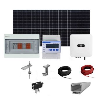 Sistem fotovoltaic complet 6 kW, invertor monofazat Hibrid WiFi si 14 panouri Canadian Solar, 120 celule, 460 W, pe structura de metal