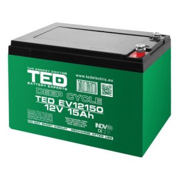 Acumulator vehicule electrice Deep Cycle 12V 15AH TED BAT -TED12V15AH