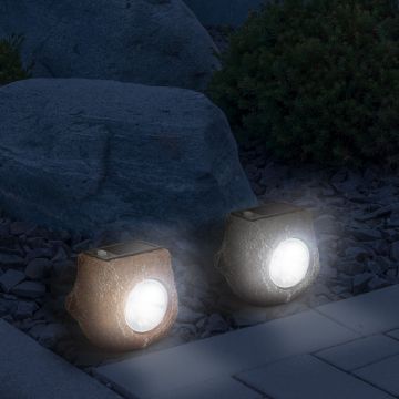 garden of eden - lampa solara pentru exterior, model ,,piatra cenusie