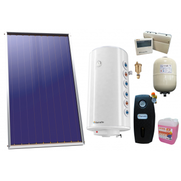 Pachet sistem solar presurizat, Panou Solar Plan Sunsystem Select PK SL CL NL 2.15 m², Boiler Fornello Optima GCV7/4S 120 l, 2 serpentine, grup pompare, controller, vas expansiune, antigel, aerisitor 1/2