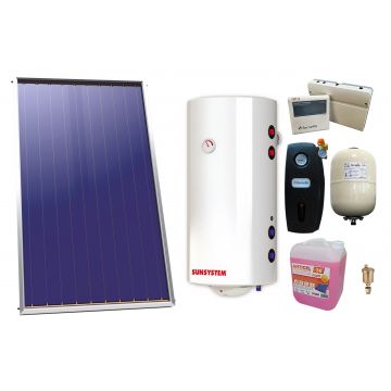 Pachet sistem solar presurizat, Panou Solar plan Sunsystem Select PK SL CL NL 2.15 m², Boiler Sunsystem MB NL2 120 PRL, 2 serpentine, grup pompare, controller, vas expansiune, antigel, aerisitor 1/2