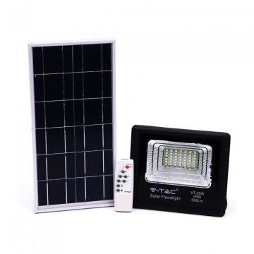 Proiector LED negru 12W Alb Neutru cu panou solar