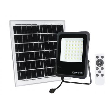 proiector solar well 100w, panou solar 15w, senzor de miscare cu microunde, lumina rece