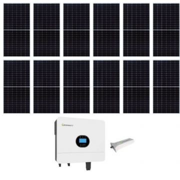 Sistem fotovoltaic Off-Grid 6KW, Invertor Hibrid Monofazat Growatt SPF 6000 ES PLUS, 12 panouri solare 550W Vendato Solar