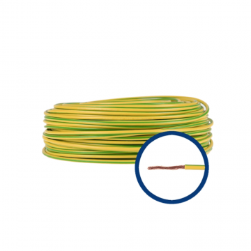 CONDUCTOR CUPRU FLEXIBIL H07V-K (MYF) CU IZOLATIE PVC VERDE/GALBEN, 1X10mmp